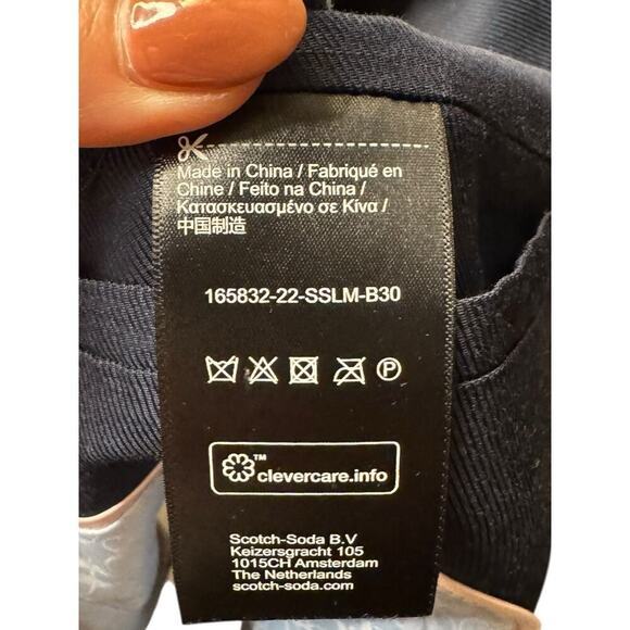 Scotch & Soda Navy Blue Linen Blend Blazer Medium Single Button Preppy Lined - Picture 8 of 8